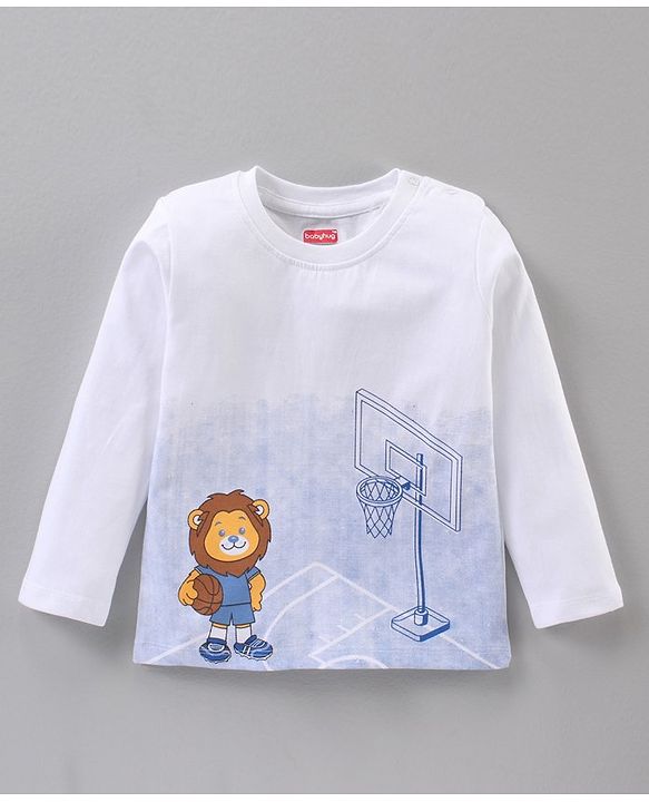 Babyhug Full Sleeves T-Shirt Multiprint - Blue White