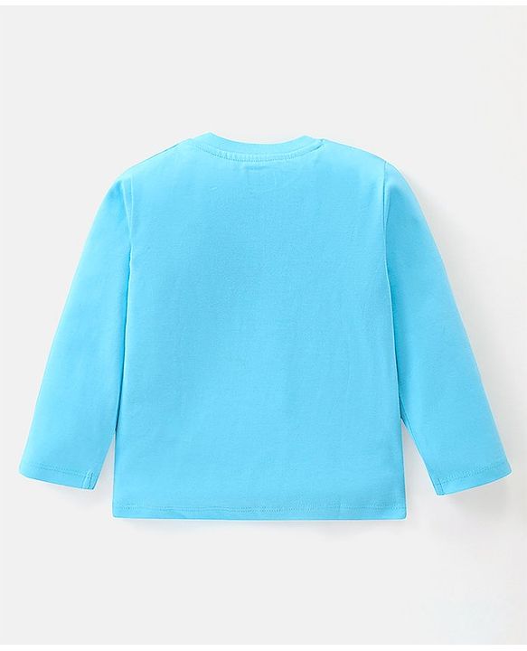 Babyhug Cotton Knit Full Sleeves T-Shirt birds Print - Sky Blue
