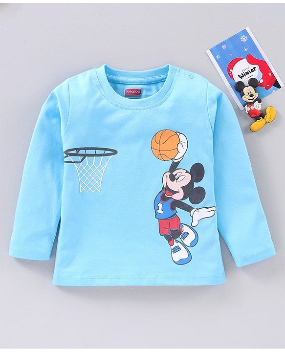 Babyhug Full Sleeves T-Shirt Mickey Mouse Print - Blue