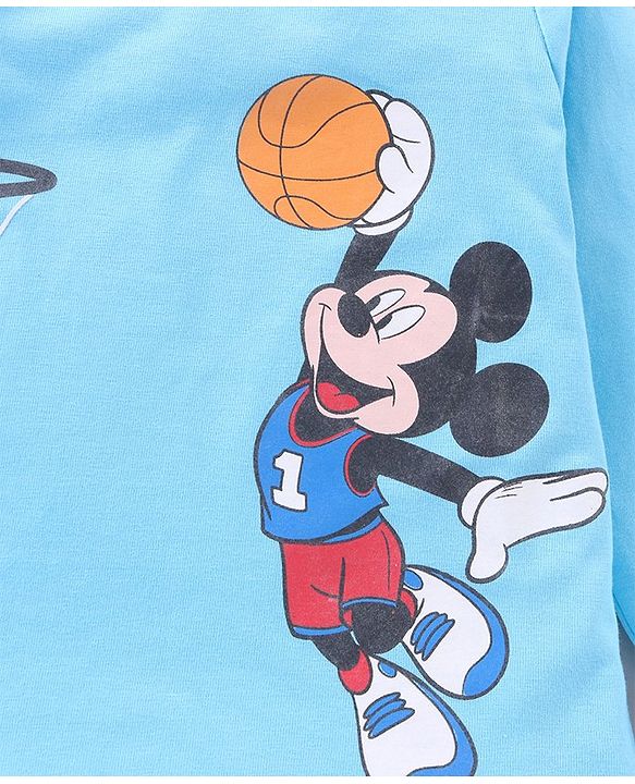 Babyhug Full Sleeves T-Shirt Mickey Mouse Print - Blue
