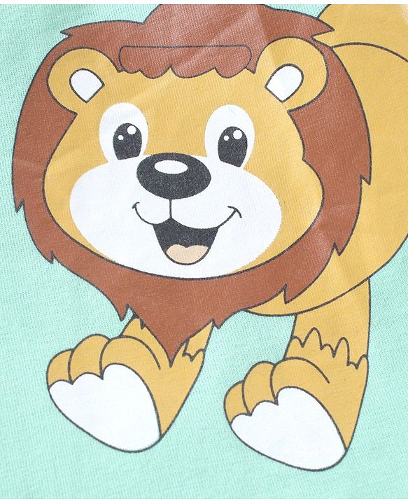 Babyhug Full Sleeves Cotton T-Shirt Lion Print- Yucca