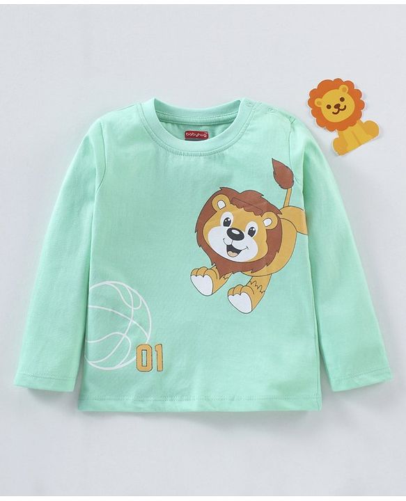 Babyhug Full Sleeves Cotton T-Shirt Lion Print- Yucca