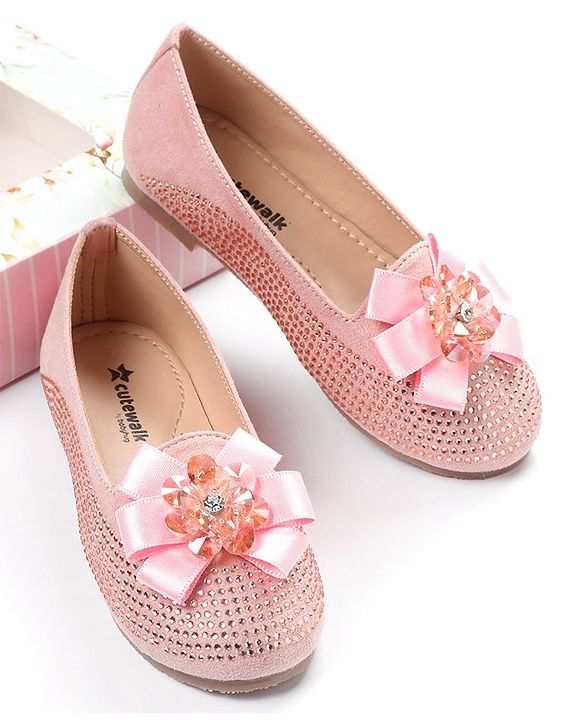 Cute Walk by Babyhug Embellished Slip On Bellies with Bow Applique - Pink