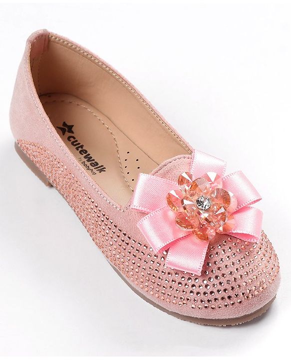 Cute Walk by Babyhug Embellished Slip On Bellies with Bow Applique - Pink
