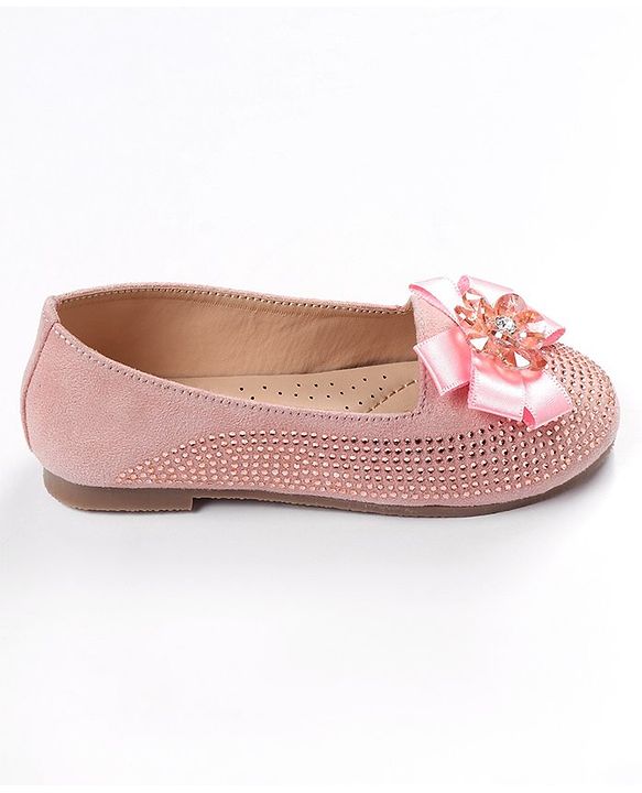 Cute Walk by Babyhug Embellished Slip On Bellies with Bow Applique - Pink