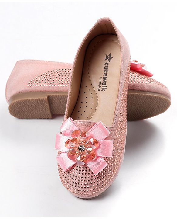 Cute Walk by Babyhug Embellished Slip On Bellies with Bow Applique - Pink