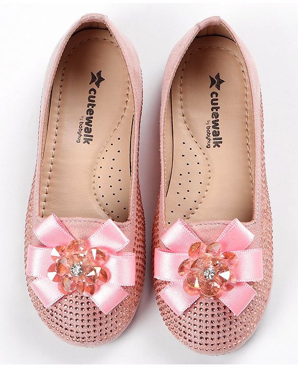 Cute Walk by Babyhug Embellished Slip On Bellies with Bow Applique - Pink