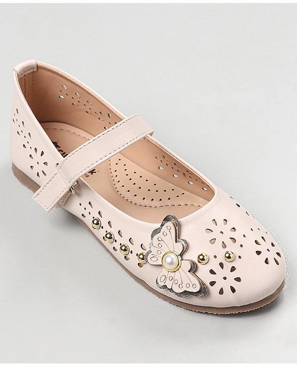 Cute Walk by Babyhug Velcro Closure Party Wear Bellies Butterfly Applique - White