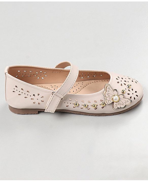 Cute Walk by Babyhug Velcro Closure Party Wear Bellies Butterfly Applique - White