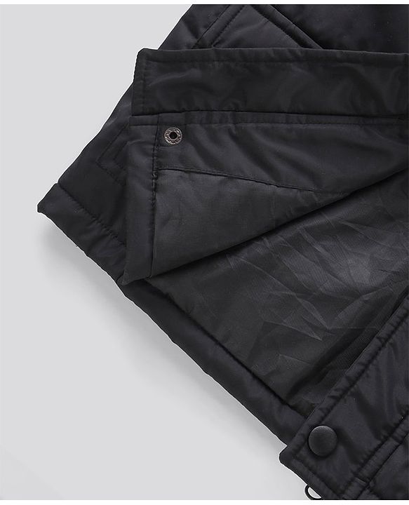 Pine Kids Quilted Full Sleeves Light Winter Hooded Jacket - Black
