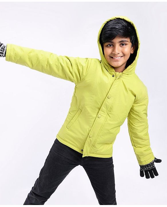 Pine Kids Full Sleeves Solid Winter Wear Light Padded Hoodie Jacket