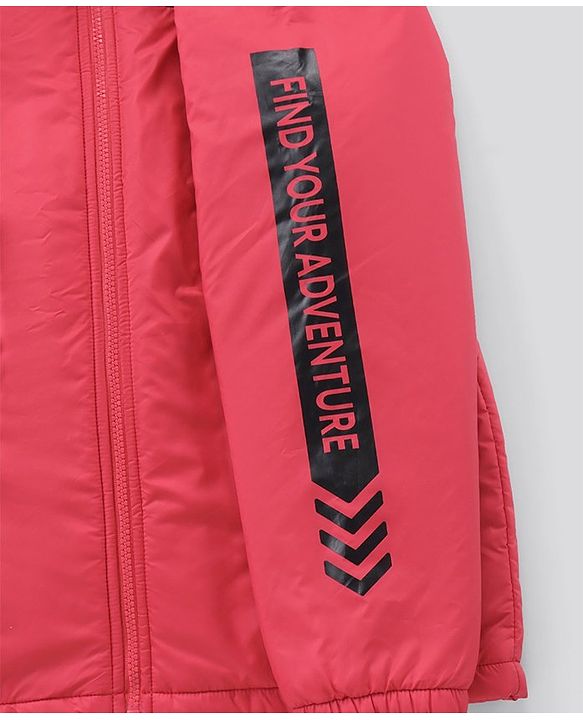 Pine Kids Quilted Full Sleeves Light Winter Hooded Jacket - Red