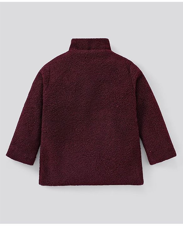 Pine Kids Full Sleeves Sherpa Jacket For Moderate Winter - Maroon