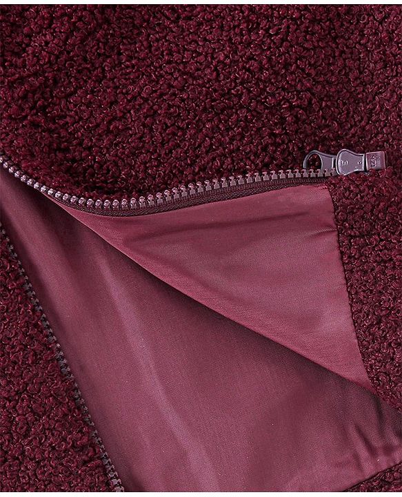 Pine Kids Full Sleeves Sherpa Jacket For Moderate Winter - Maroon