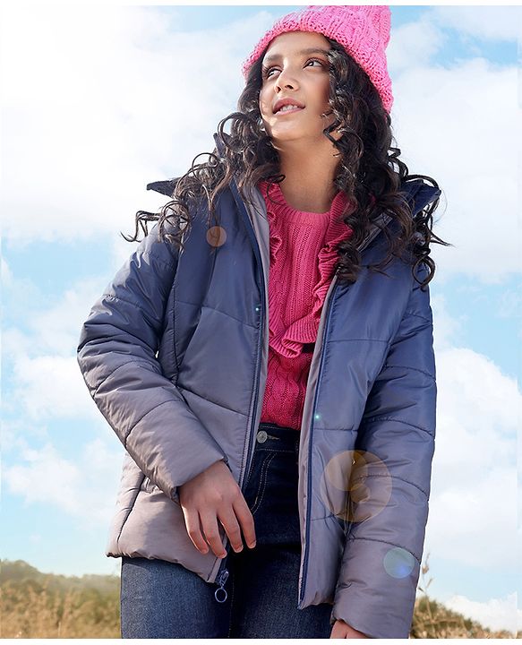 Pine Kids Knit Full Sleeves Ombre Printed Detachable Hooded Jacket - Mutlicolour