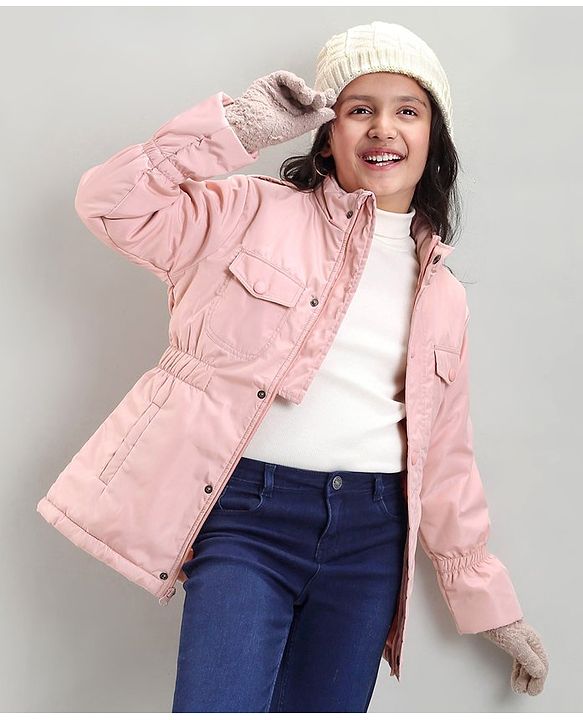 Pine Kids Full Sleeves Light Winter Padded Quilted Jacket - Pink