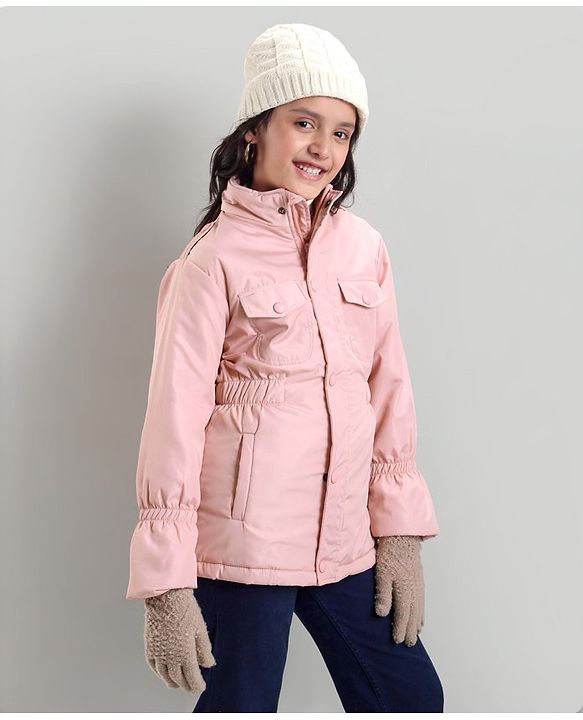 Pine Kids Full Sleeves Light Winter Padded Quilted Jacket - Pink