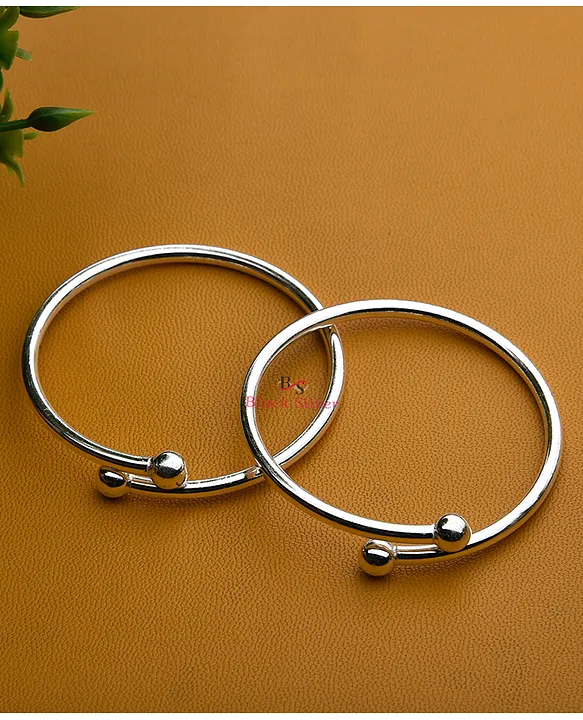 Black Silver 925 Pure Silver Pair of Adjustable Plain Pipe Kada - Silver  Online in India, Buy at Best Price from FirstCry.com - 11559581