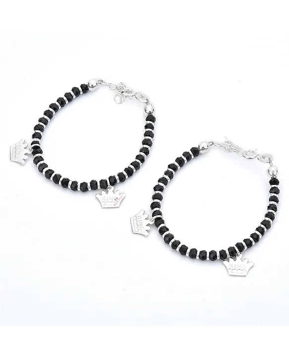 Andhrianos - 8mm - Matte Black Onyx Beaded Stretchy Bracelet with Silver  Lion White Howlite Beads