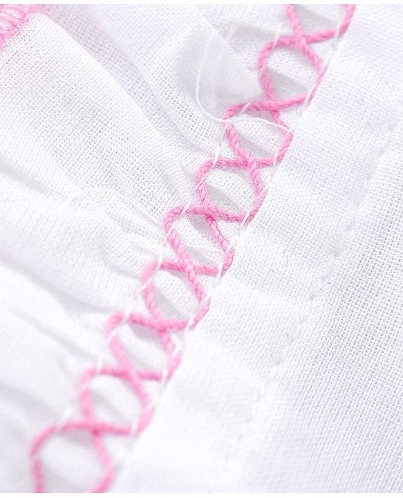 Babyhug Cotton Woven Tie-Knot Cap Set Solid White - Diameter 14 cm