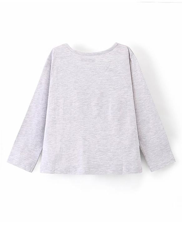 Pine Kids Full Sleeves 100% Cotton Bio-Wash Text Print Night Suit - Grey and Blue