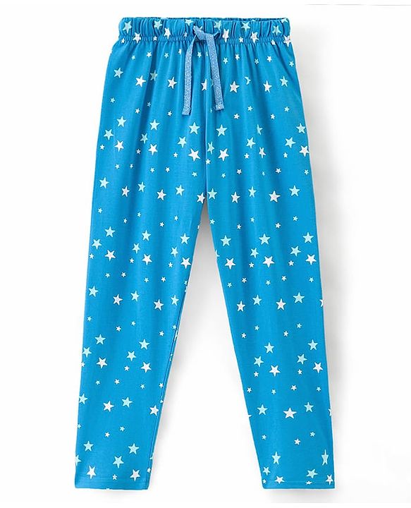 Pine Kids Full Sleeves 100% Cotton Bio-Wash Text Print Night Suit - Grey and Blue