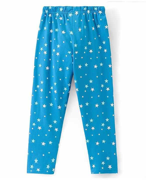 Pine Kids Full Sleeves 100% Cotton Bio-Wash Text Print Night Suit - Grey and Blue