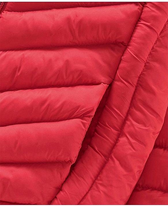 Babyhug Nylon Full Sleeves Solid Color Hooded Heavy Winter Jacket - Red