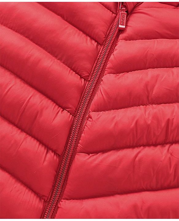 Babyhug Nylon Full Sleeves Solid Color Hooded Heavy Winter Jacket - Red