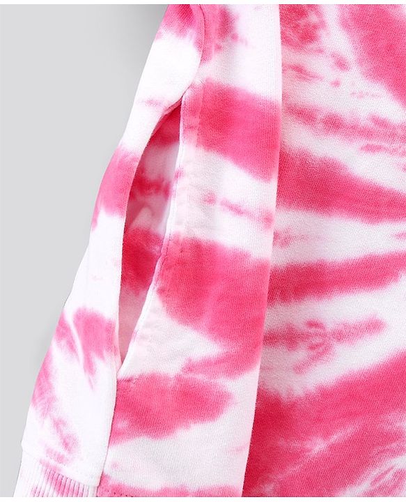 Pine Kids Full Sleeves Cotton Sweatshirt With Tie Dye Print- Pink