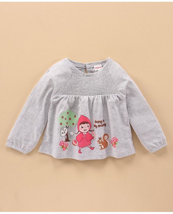 Babyhug Cotton Knit Full Sleeves Top & Pant Set Multiprint - Grey Green