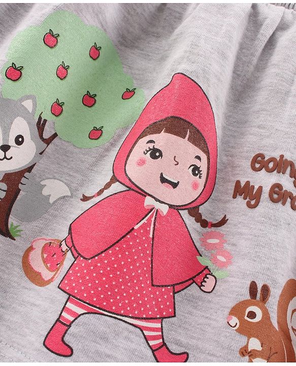 Babyhug Cotton Knit Full Sleeves Top & Pant Set Multiprint - Grey Green