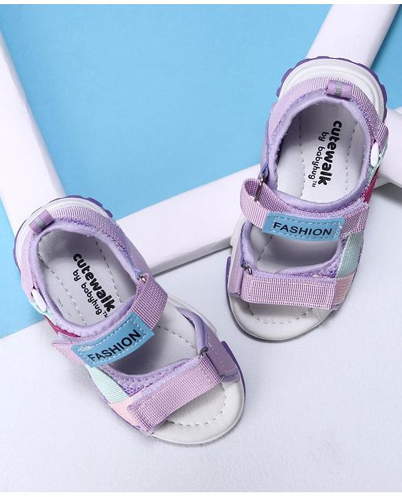 Cute Walk by Babyhug Velcro Sandals Fashion Print - Purple