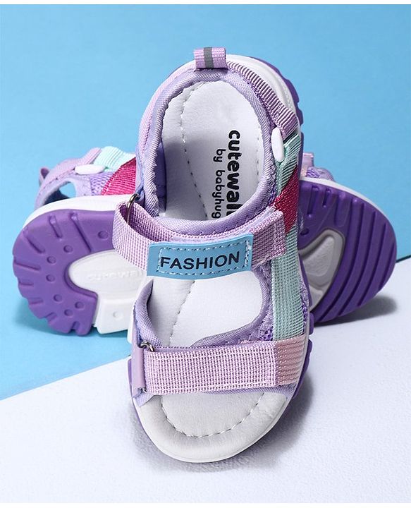 Cute Walk by Babyhug Velcro Sandals Fashion Print - Purple