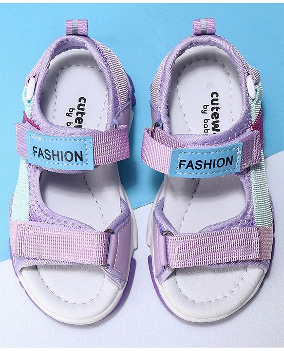 Cute Walk by Babyhug Velcro Sandals Fashion Print - Purple