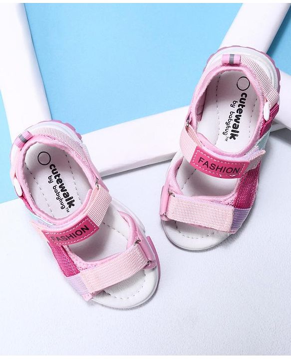 Cute Walk by Babyhug Velcro Sandals Fashion Print - Purple