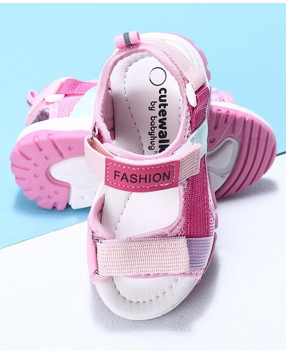 Cute Walk by Babyhug Velcro Sandals Fashion Print - Purple