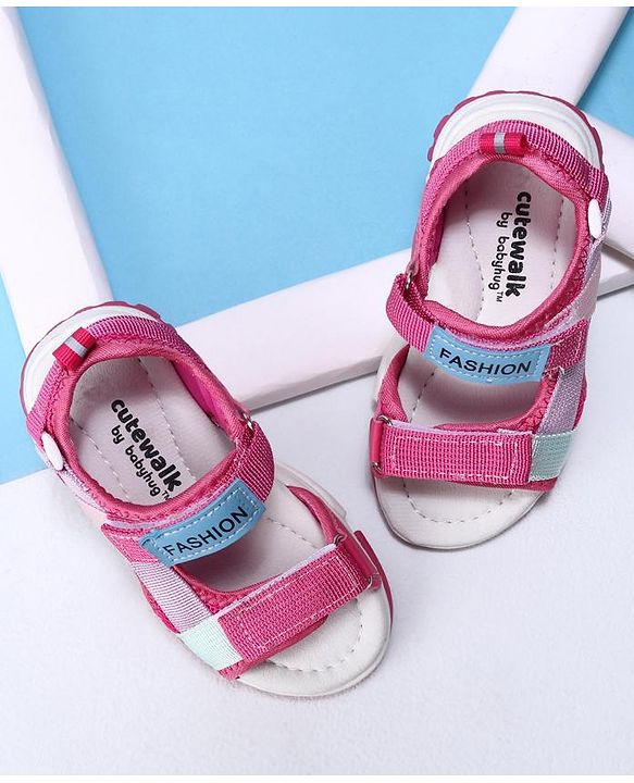 Cute Walk by Babyhug Velcro Sandals Fashion Print - Purple
