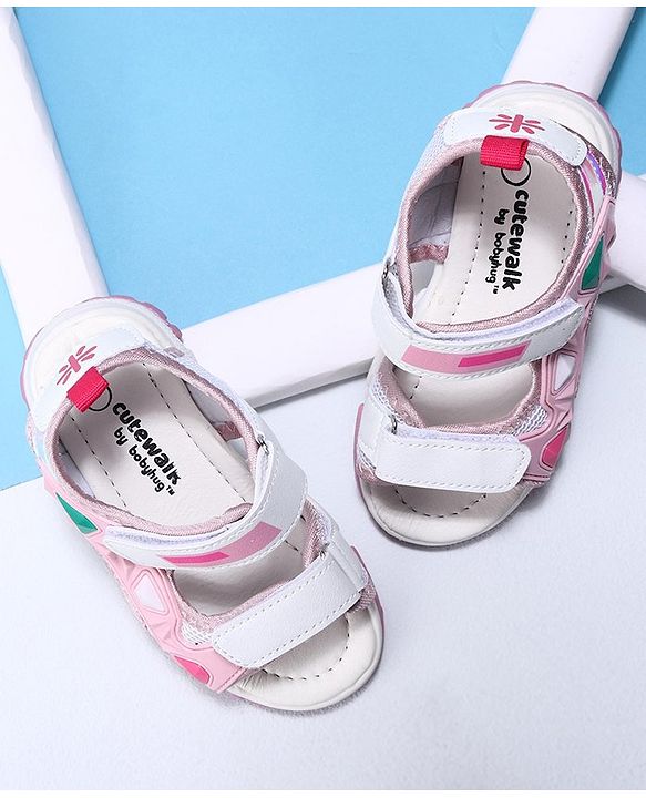 Cute Walk by Babyhug Velcro Sandals - White