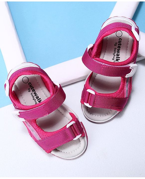 Cute Walk by Babyhug Velcro Sandals - Dark Pink