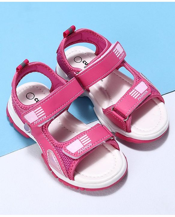 Cute Walk by Babyhug Velcro Sandals Fashion Print  - Peach