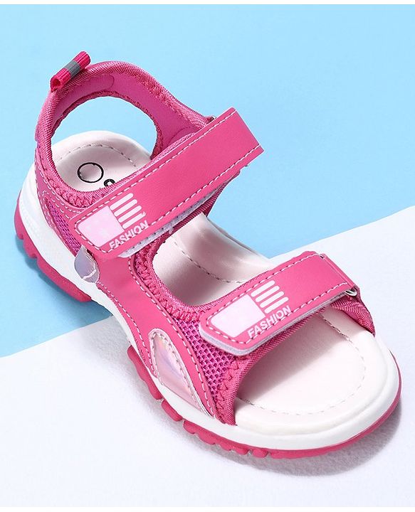 Cute Walk by Babyhug Velcro Sandals Fashion Print  - Peach