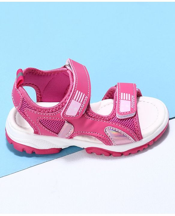 Cute Walk by Babyhug Velcro Sandals Fashion Print  - Peach