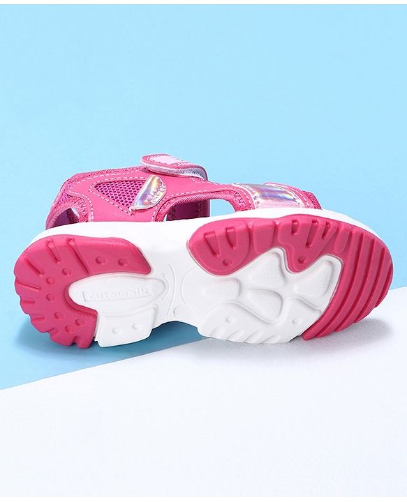 Cute Walk by Babyhug Velcro Sandals Fashion Print  - Peach