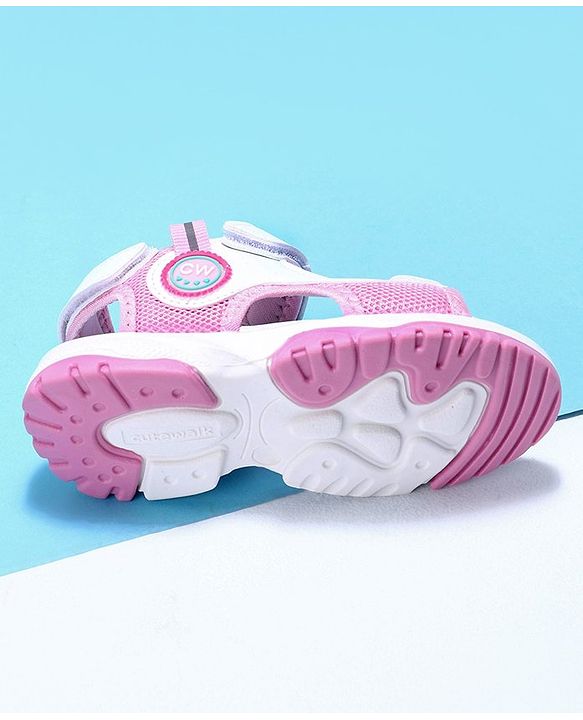 Cute Walk by Babyhug Velcro Sandals Logo Print - White