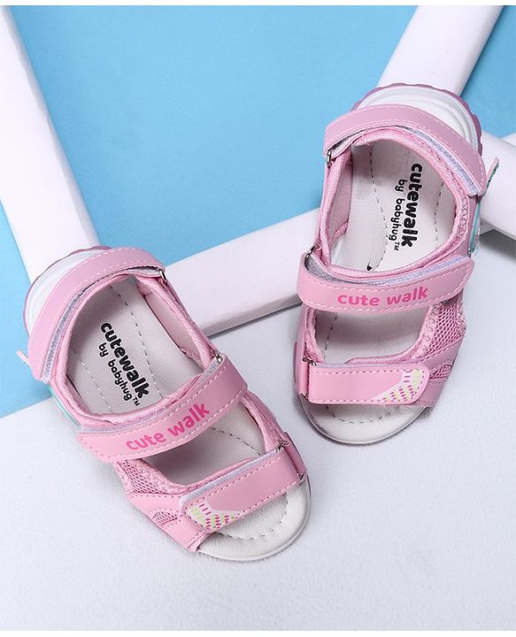 Cute Walk by Babyhug Sandals with Velcro Closure - Pink