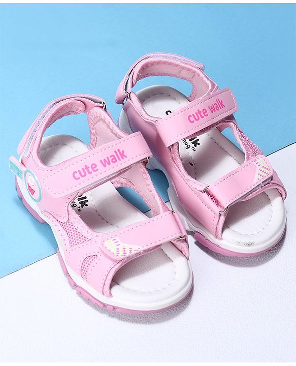 Cute Walk by Babyhug Sandals with Velcro Closure - Pink