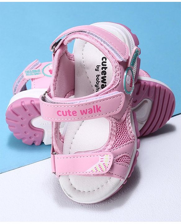 Cute Walk by Babyhug Sandals with Velcro Closure - Pink