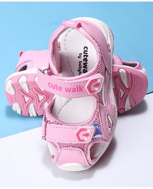 Cute Walk by Babyhug Velcro Sandals - Pink