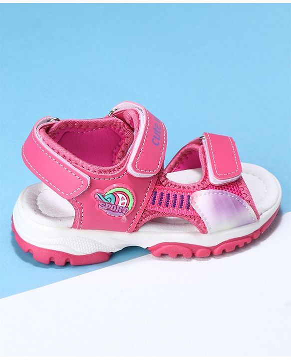 Cute Walk by Babyhug Velcro Sandals Logo Print - Fuchsia